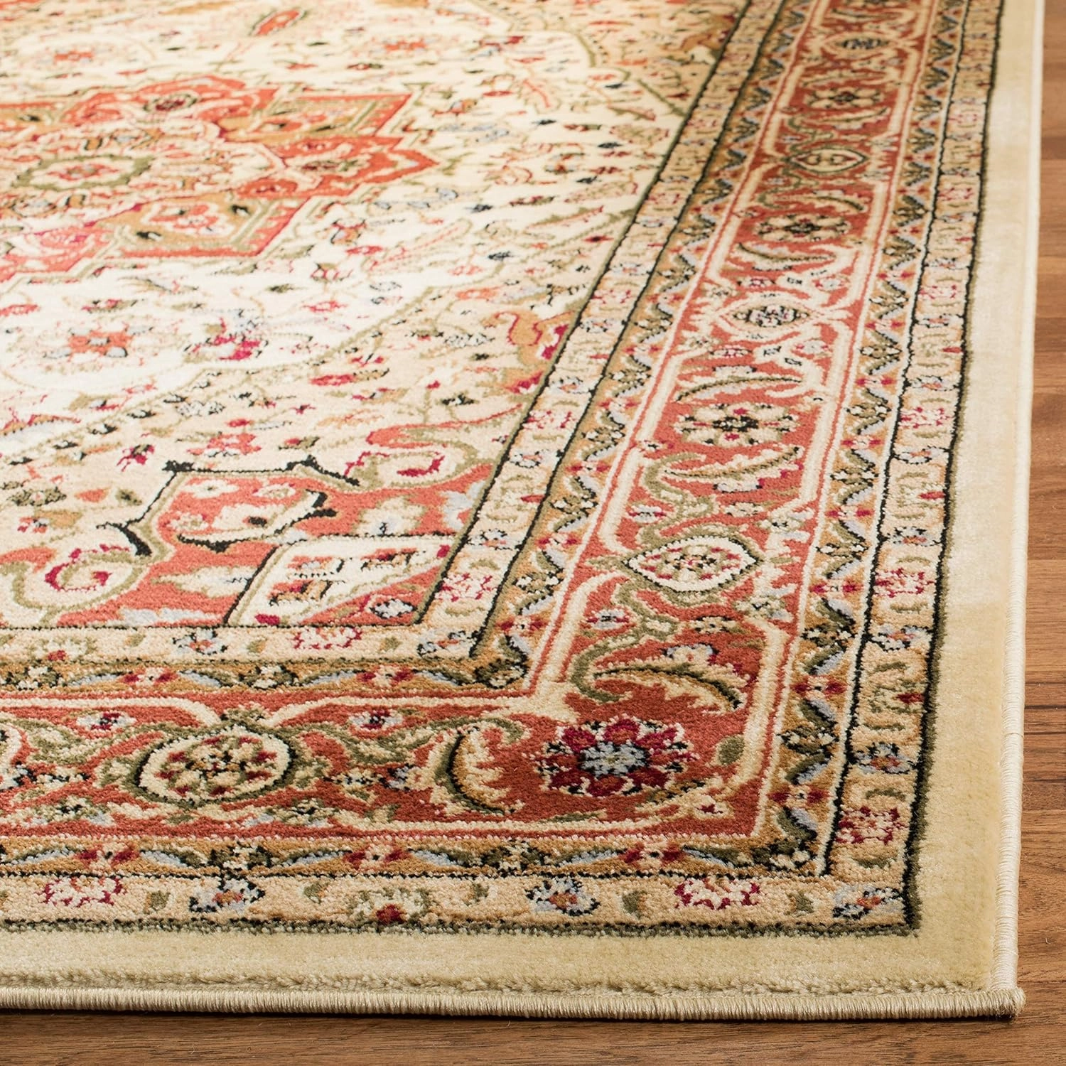 SAFAVIEH Lyndhurst Collection Area Rug - 6' x 9', Ivory & Rust, Traditional Oriental Design, Non-Shedding & Easy Care, Ideal for High Traffic Areas in Living Room, Bedroom (LNH330R)