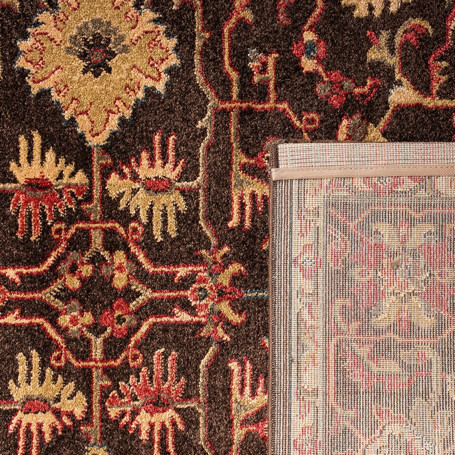 SAFAVIEH Mahal Collection Area Rug - 5'1" x 7'7", Brown & Beige, Traditional Oriental Design, Non-Shedding & Easy Care, Ideal for High Traffic Areas in Living Room, Bedroom (MAH693T)