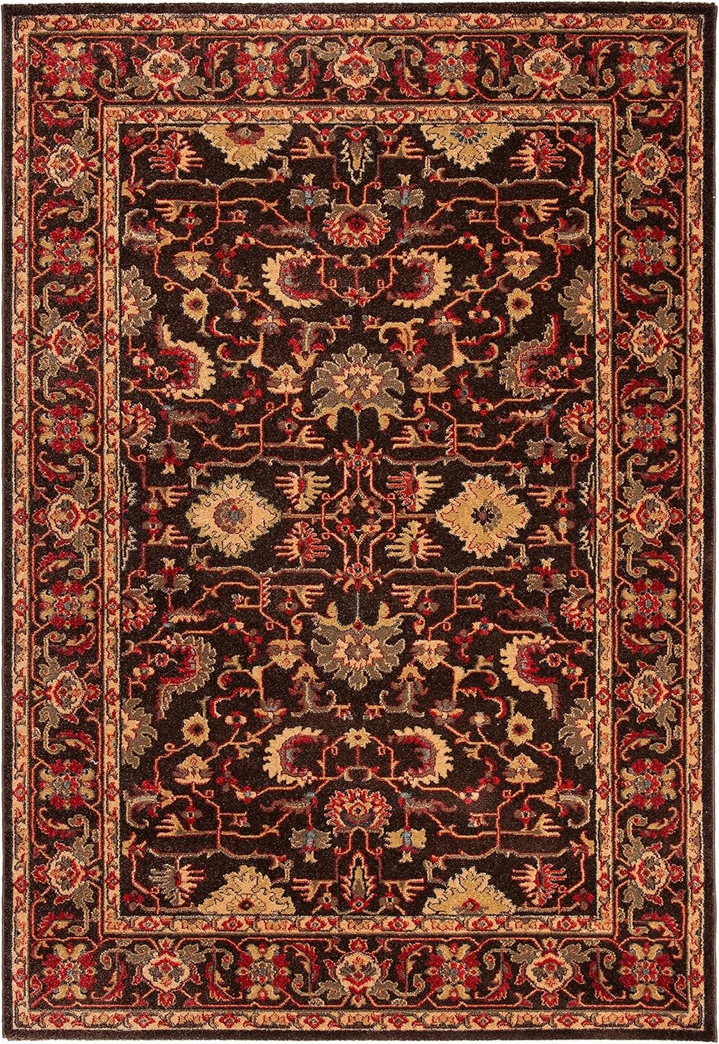 SAFAVIEH Mahal Collection Area Rug - 5'1" x 7'7", Brown & Beige, Traditional Oriental Design, Non-Shedding & Easy Care, Ideal for High Traffic Areas in Living Room, Bedroom (MAH693T)
