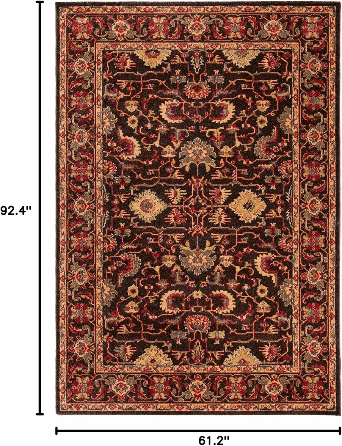 SAFAVIEH Mahal Collection Area Rug - 5'1" x 7'7", Brown & Beige, Traditional Oriental Design, Non-Shedding & Easy Care, Ideal for High Traffic Areas in Living Room, Bedroom (MAH693T)
