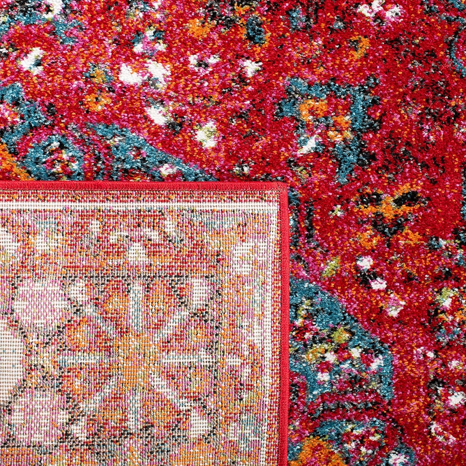 SAFAVIEH Vintage Hamadan Collection Area Rug - 5'3" Square, Red & Multi, Oriental Traditional Persian Design, Non-Shedding & Easy Care, Ideal for High Traffic Areas in Living Room, Bedroom (VTH222A)
