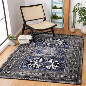 SAFAVIEH Vintage Hamadan Collection Area Rug - 9' x 12', Grey & Blue, Oriental Traditional Persian Design, Non-Shedding & Easy Care, Ideal for High Traffic Areas in Living Room, Bedroom (VTH213F)