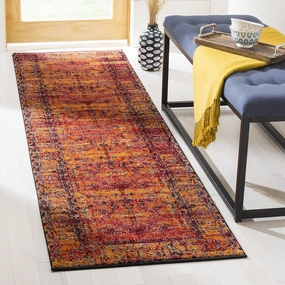 SAFAVIEH Vintage Hamadan Collection Runner Rug - 2'3" x 18', Orange, Oriental Traditional Persian Design, Non-Shedding & Easy Care, Ideal for High Traffic Areas in Living Room, Bedroom (VTH216C)