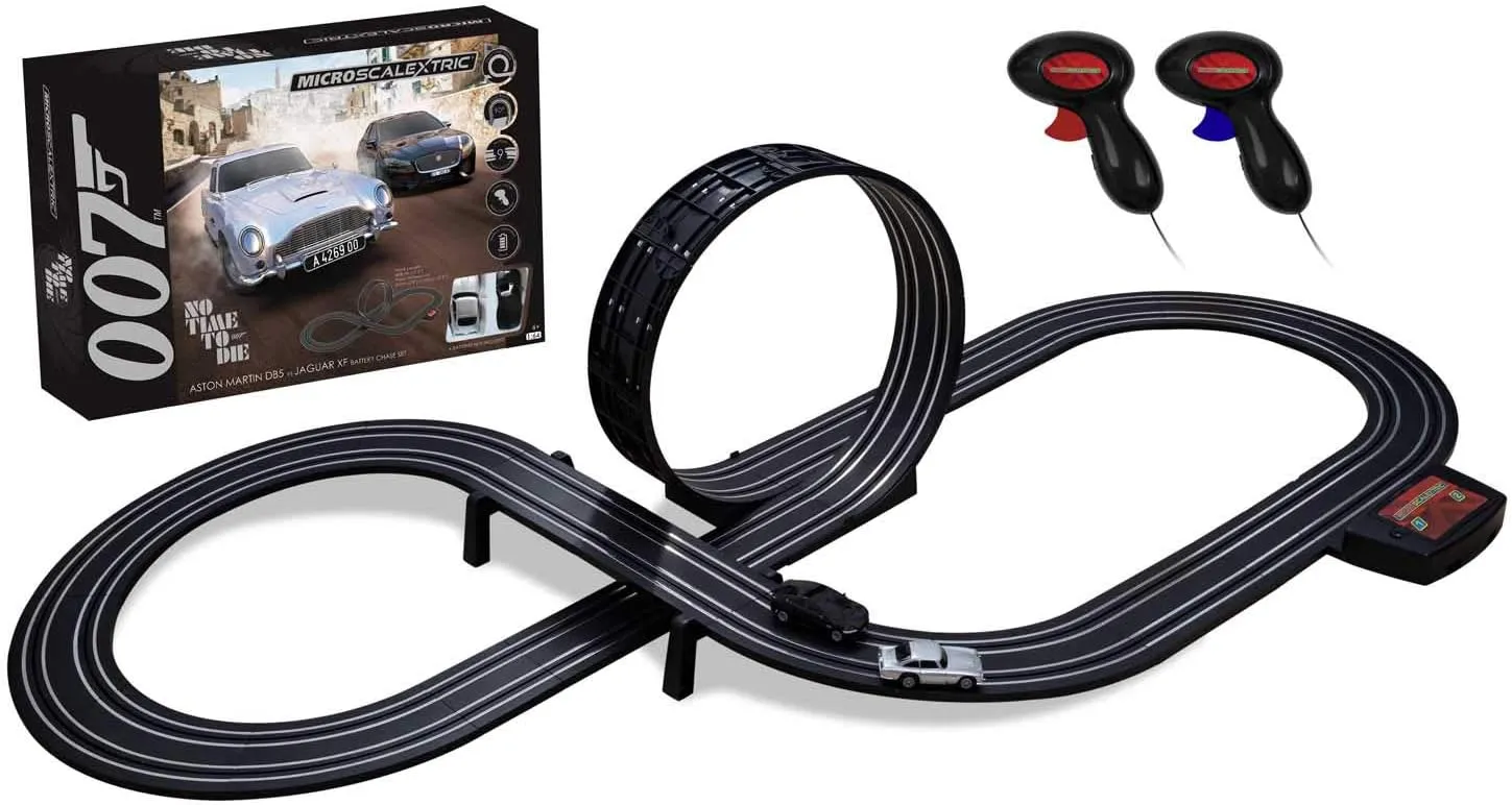 Scalextric Micro James Bond No Time to Die 1:64 Battery Powered Slot Car Race Track Set G1161T, Black