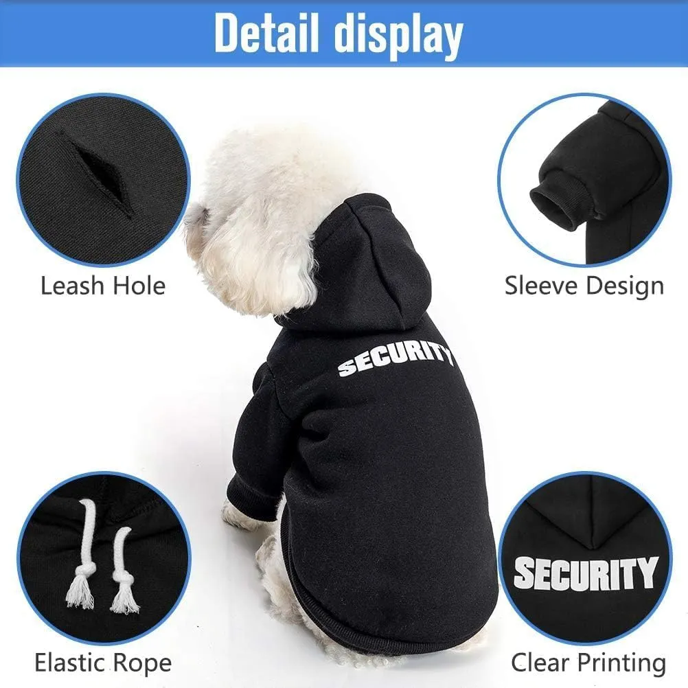 SCENEREAL Security Dog Hoodie Sweaters for Small Medium Large Dogs, Brushed Fleece Dog Clothes with Hat,Soft Cotton Winter Spring Coat All Weather Clothes, Classic Halloween Costume with Leash Hole