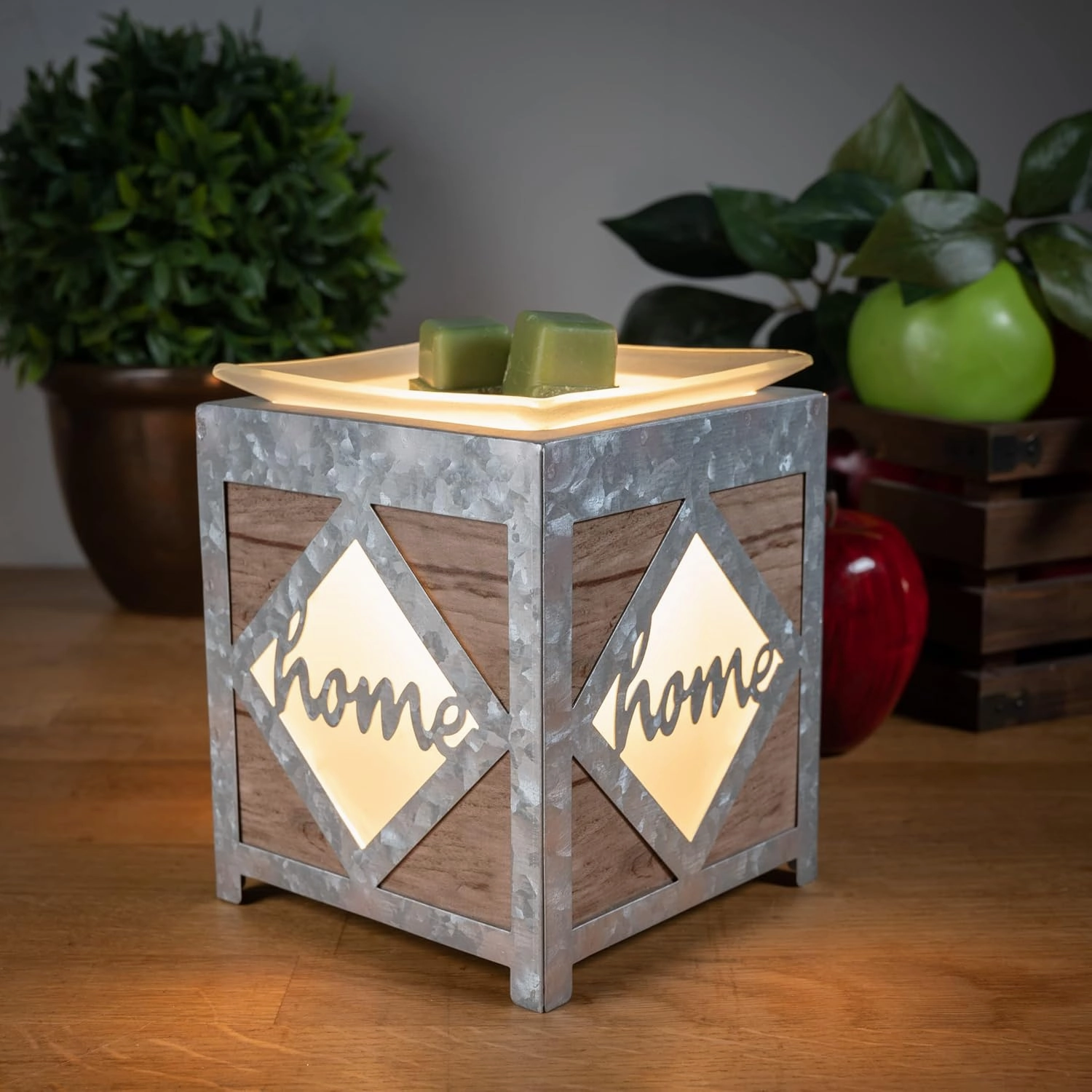 Scentsationals Wax Melt Warmer, Wax Warmer for Scented Wax Melts - Wooded Home - Candle Wax Melter for Fragrance Cubes and Tarts