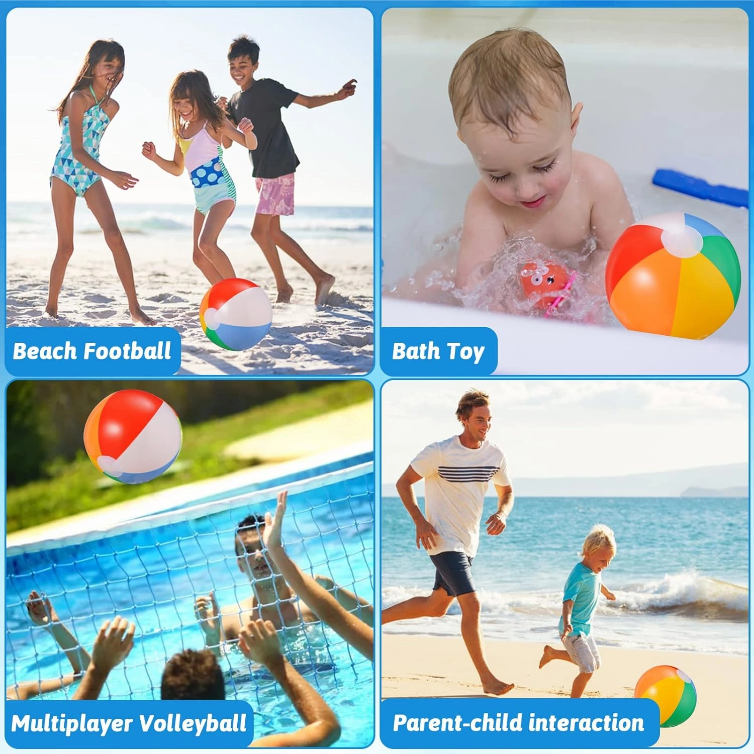 SCIONE Beach Balls Bulk 24 Pack - 9" Inflatable Beachballs Swimming Pool Toys for Kids Summer Water Games, Kids Birthday Party Favors Lua/Hawaiian Tropical Theme Decorations Supplies