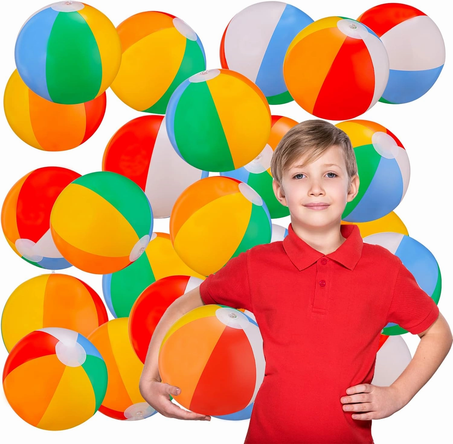 SCIONE Beach Balls Bulk 24 Pack - 9" Inflatable Beachballs Swimming Pool Toys for Kids Summer Water Games, Kids Birthday Party Favors Lua/Hawaiian Tropical Theme Decorations Supplies