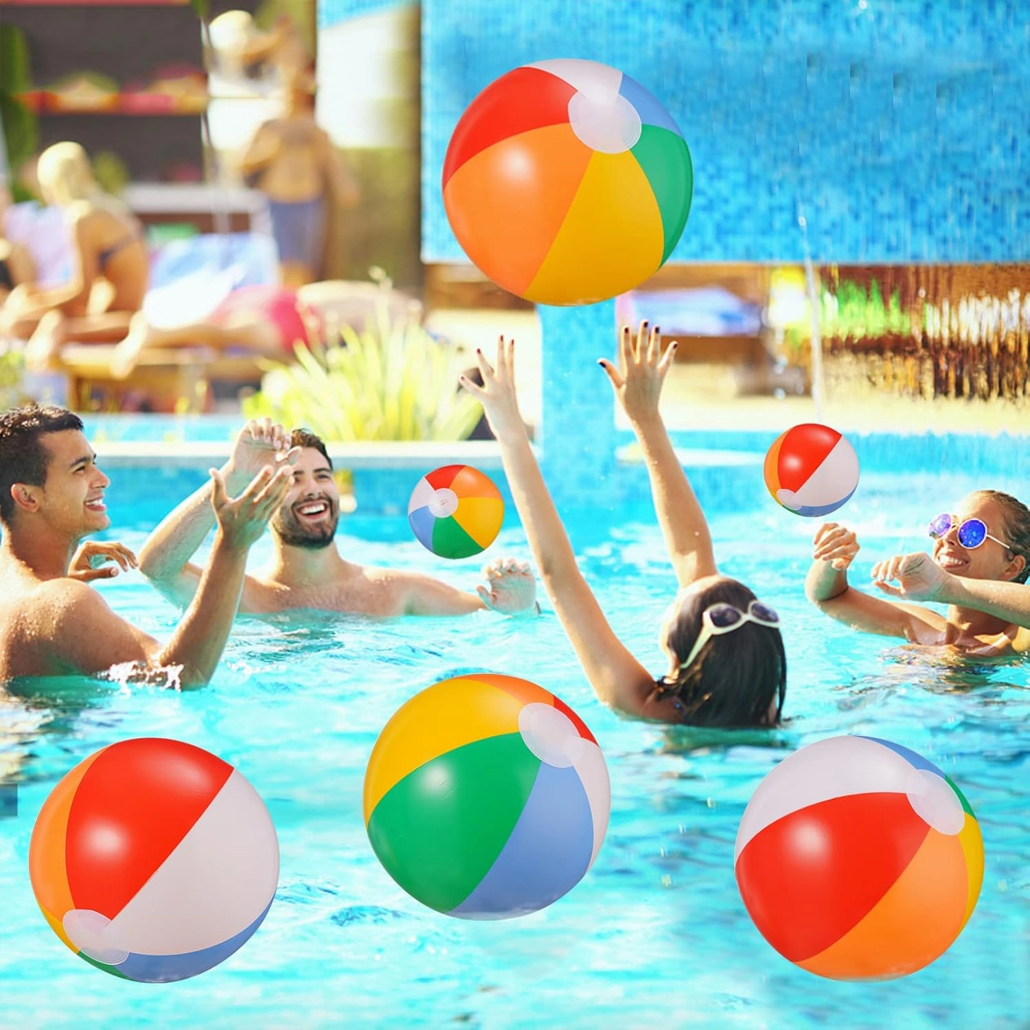 SCIONE Beach Balls Bulk 24 Pack - 9" Inflatable Beachballs Swimming Pool Toys for Kids Summer Water Games, Kids Birthday Party Favors Lua/Hawaiian Tropical Theme Decorations Supplies