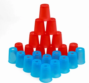 SEISSO Quick Stack Cups, 24PCS Stacking Cups Training Game for School Family Party, Kids Gifts Starter Set of Stacking Cup, Blue & Red
