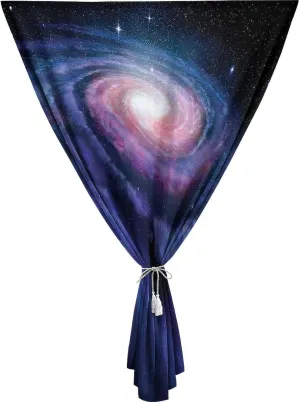Self Adhesive Portable Blackout Curtains, Outer Space Room Darkening Curtains, Spiral Cosmic Energy with Dark Nebula Cloud Print Temporary Blackout Blinds,47W x54L Inches,, for Bathroom Bedroom