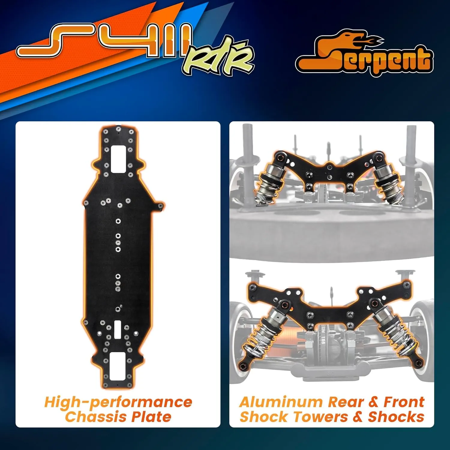 Serpent 1/10 Touring Car RTR - Ready-to-Race Electric RC Car Kit with Dragon-RC Electronics, High Speed, Water Proof, Assembled, Battery and Charger Excluded, S411