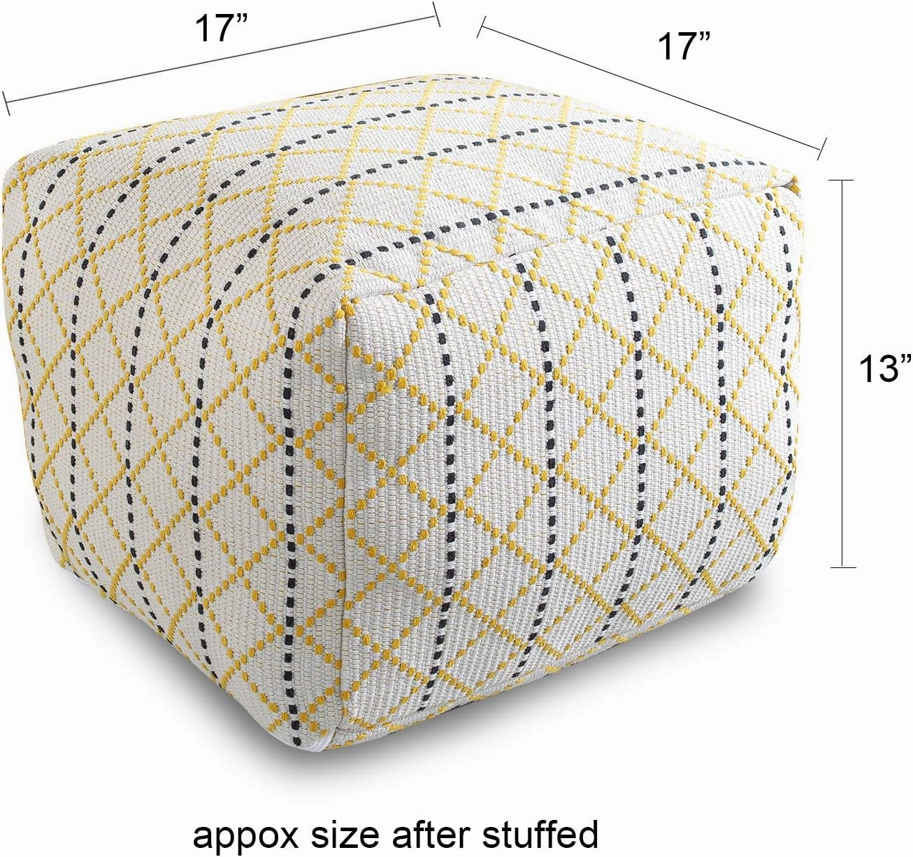 Sexysamba Unstuffed Square Pouf Cover Ottoman Bean Bag Chair Foot Stool Rest Decorative Poufs for Living Room Bedroom,White Plaid