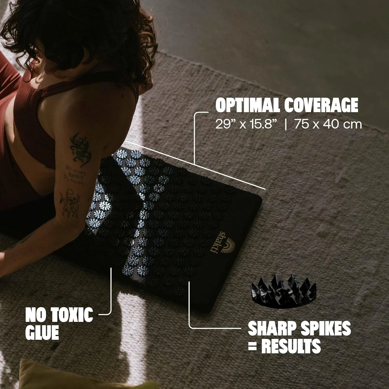 ShaktiMat Premium Acupressure Mat, Level 3 in Shakti Black, Massage Muscles, Aid Sleep & Unlock Inner Tension | Similar to Acupuncture, No Needles Required | FSA/HSA Eligible