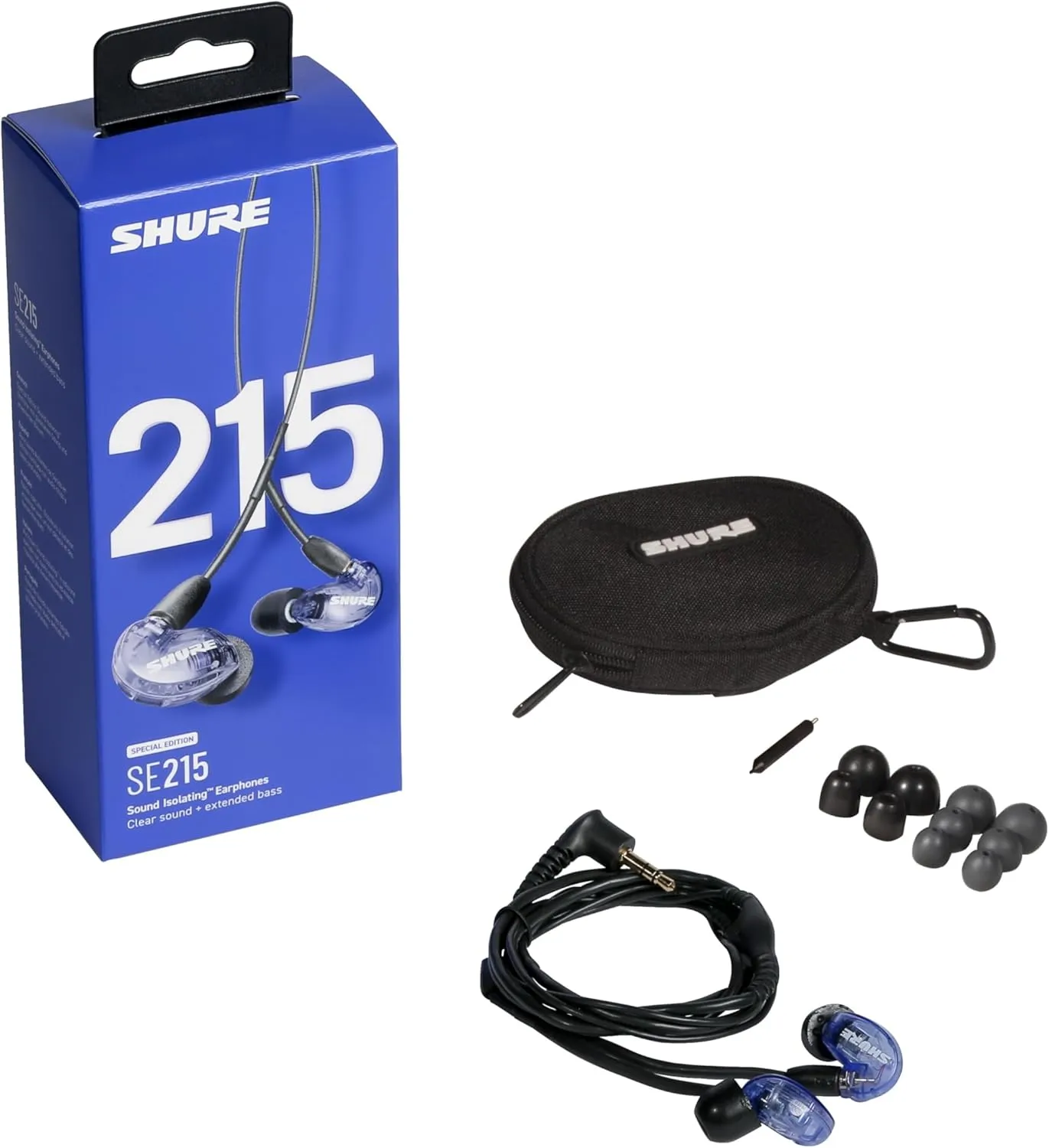 Shure SE215 Special Edition PRO Wired Earbuds, Professional Sound Isolating Earphones, Clear with Deep Bass, Single Dynamic MicroDriver, for Music, Gaming, & Calls - Purple