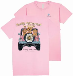 Simply Southern Easily Distracted by Dogs - Dogs - Daisy - Off Road Vehicle - Adult T-Shirt