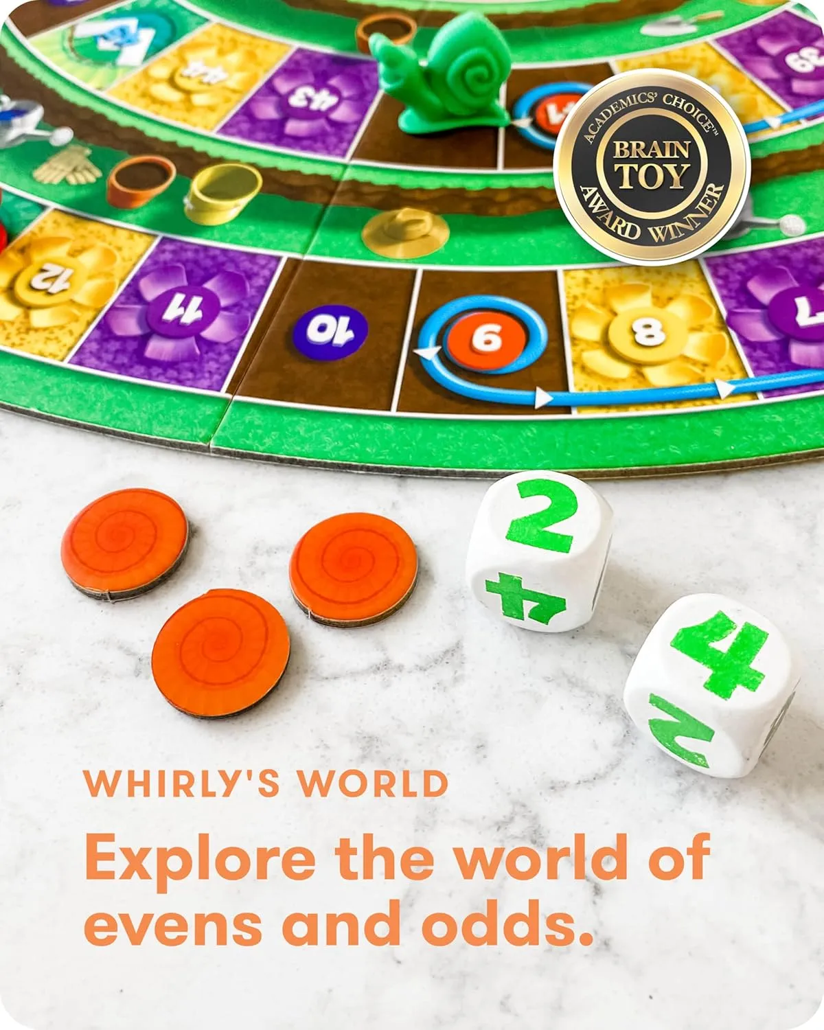 SimplyFun Whirly’s World - Educational Board Game for Kids - Math Game to Teach Concept of Even & Odds - 2-6 Players, Ages 6 & Up