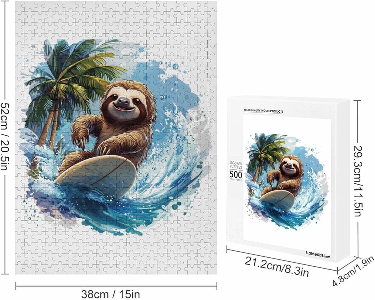 Skateboarding Sloth Wooden Jigsaw Puzzle for Adult Interactive Challenging Game Home Decoration 300/500/1000 Piece