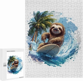 Skateboarding Sloth Wooden Jigsaw Puzzle for Adult Interactive Challenging Game Home Decoration 300/500/1000 Piece