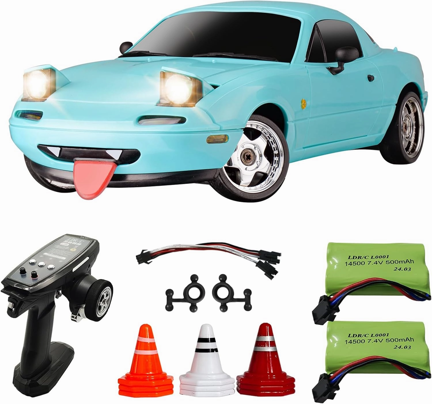 Skymaker RC Drift Car Mazda MX5 LDR/C 1/18 RWD Drifting Small 2.4G Miata Drift Car for Adults with Gyro LED Flip Lights (Set B-Blue)