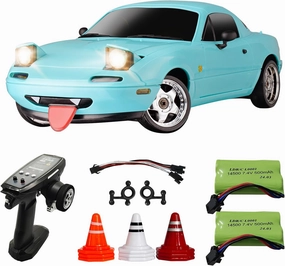Skymaker RC Drift Car Mazda MX5 LDR/C 1/18 RWD Drifting Small 2.4G Miata Drift Car for Adults with Gyro LED Flip Lights (Set B-Blue)