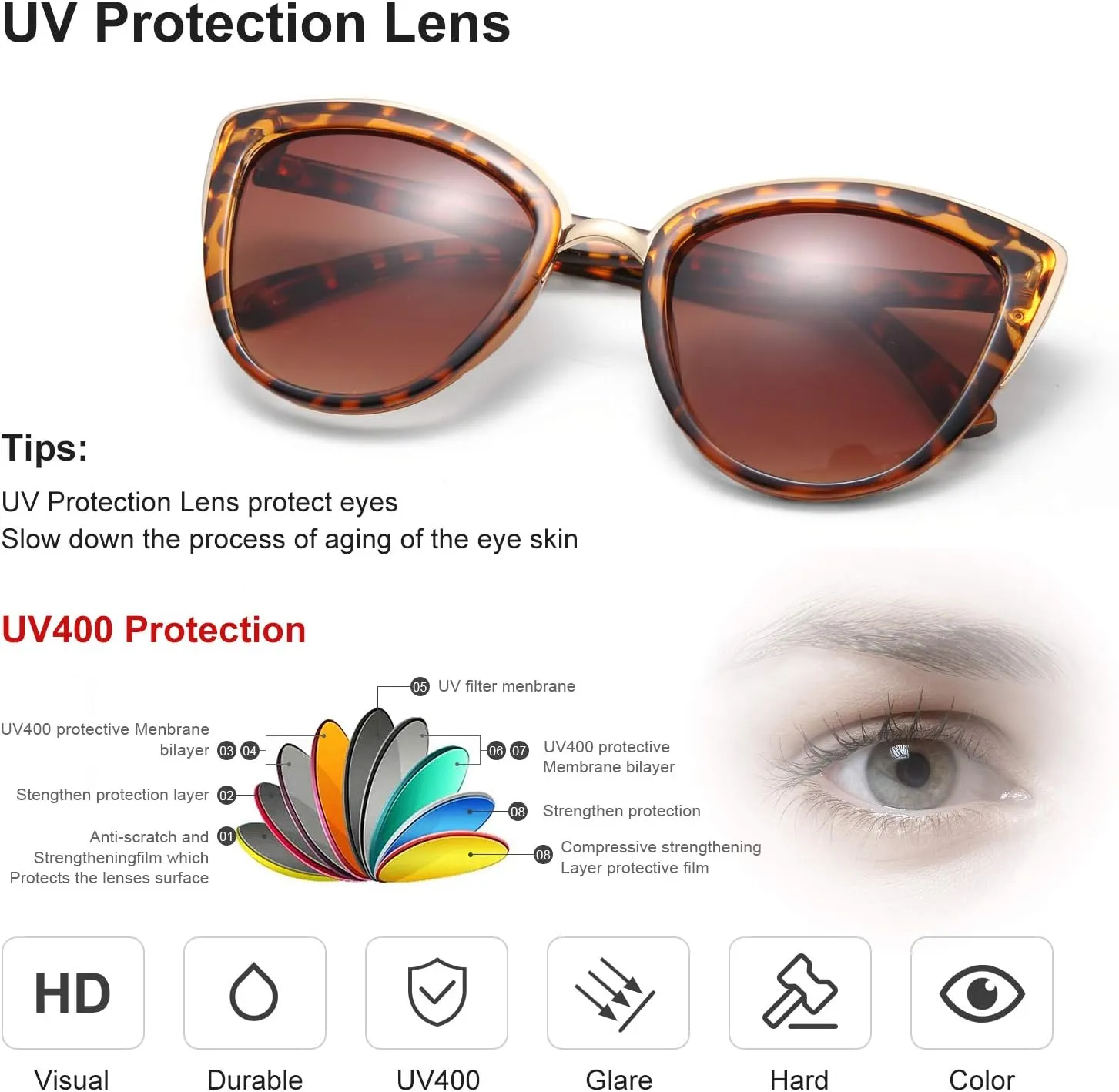 SKYWAY Oversized Round Sunglasses for Women Cat Eye Sun Glasses Shades for Driving Metal Frame UV400 Protection