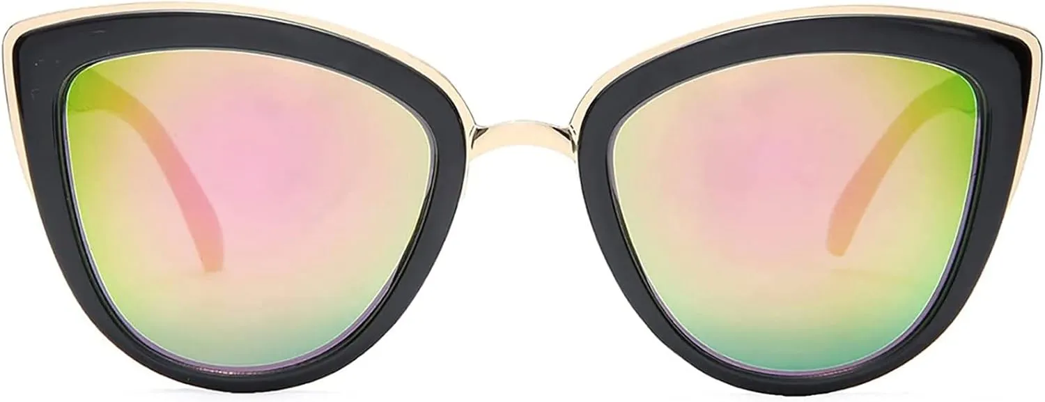 SKYWAY Oversized Round Sunglasses for Women Cat Eye Sun Glasses Shades for Driving Metal Frame UV400 Protection