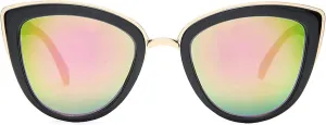 SKYWAY Oversized Round Sunglasses for Women Cat Eye Sun Glasses Shades for Driving Metal Frame UV400 Protection