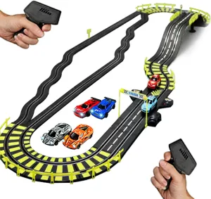 Slot Cars, Race Tracks & Accessories, 15ft Slot Car Race Track Sets ，RC Electric Race Car Tracks for Boys 6-12 & Dual Powered Toys Car Racing Track for Kids