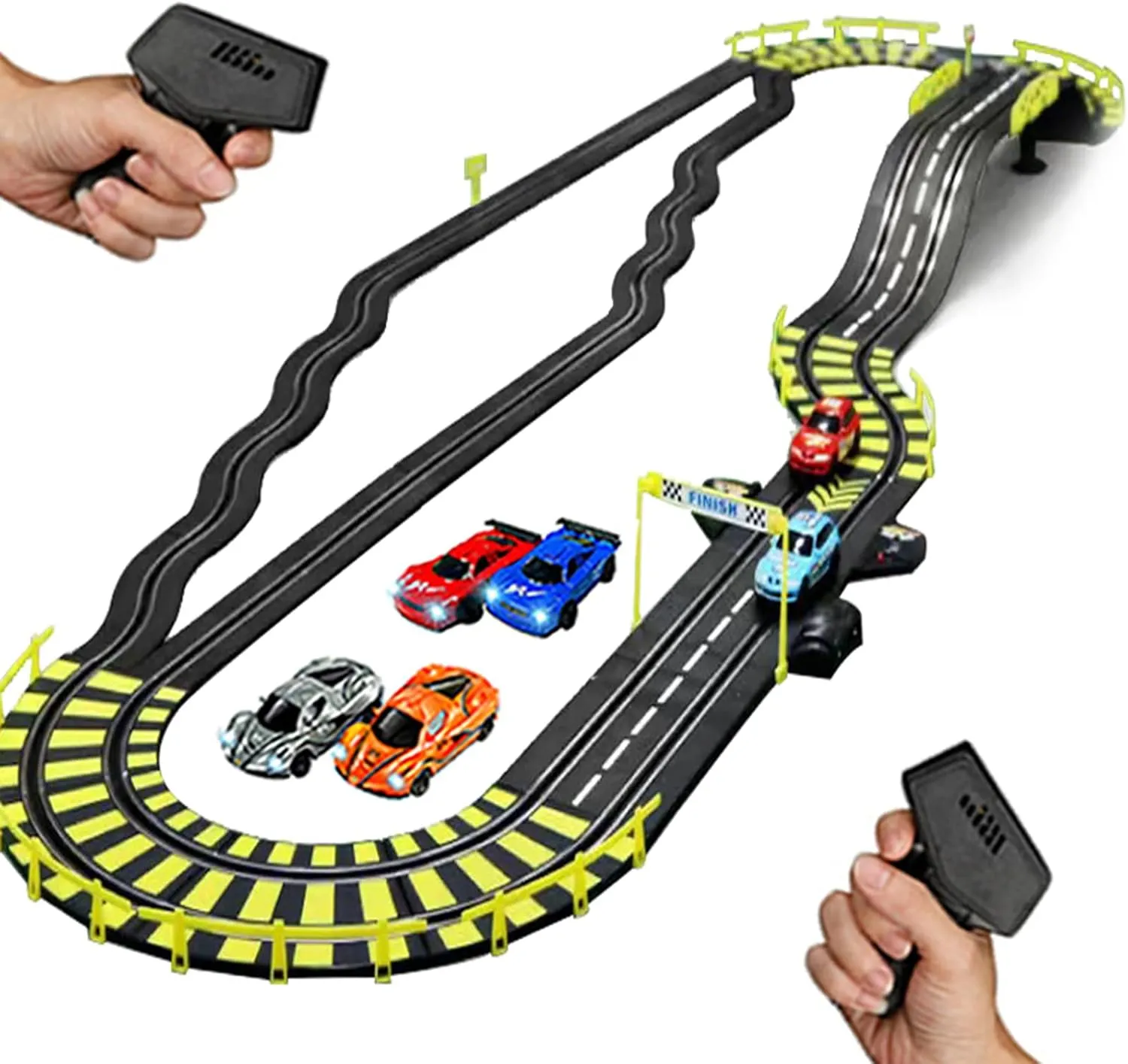 Slot Cars, Race Tracks & Accessories, 15ft Slot Car Race Track Sets ，RC Electric Race Car Tracks for Boys 6-12 & Dual Powered Toys Car Racing Track for Kids