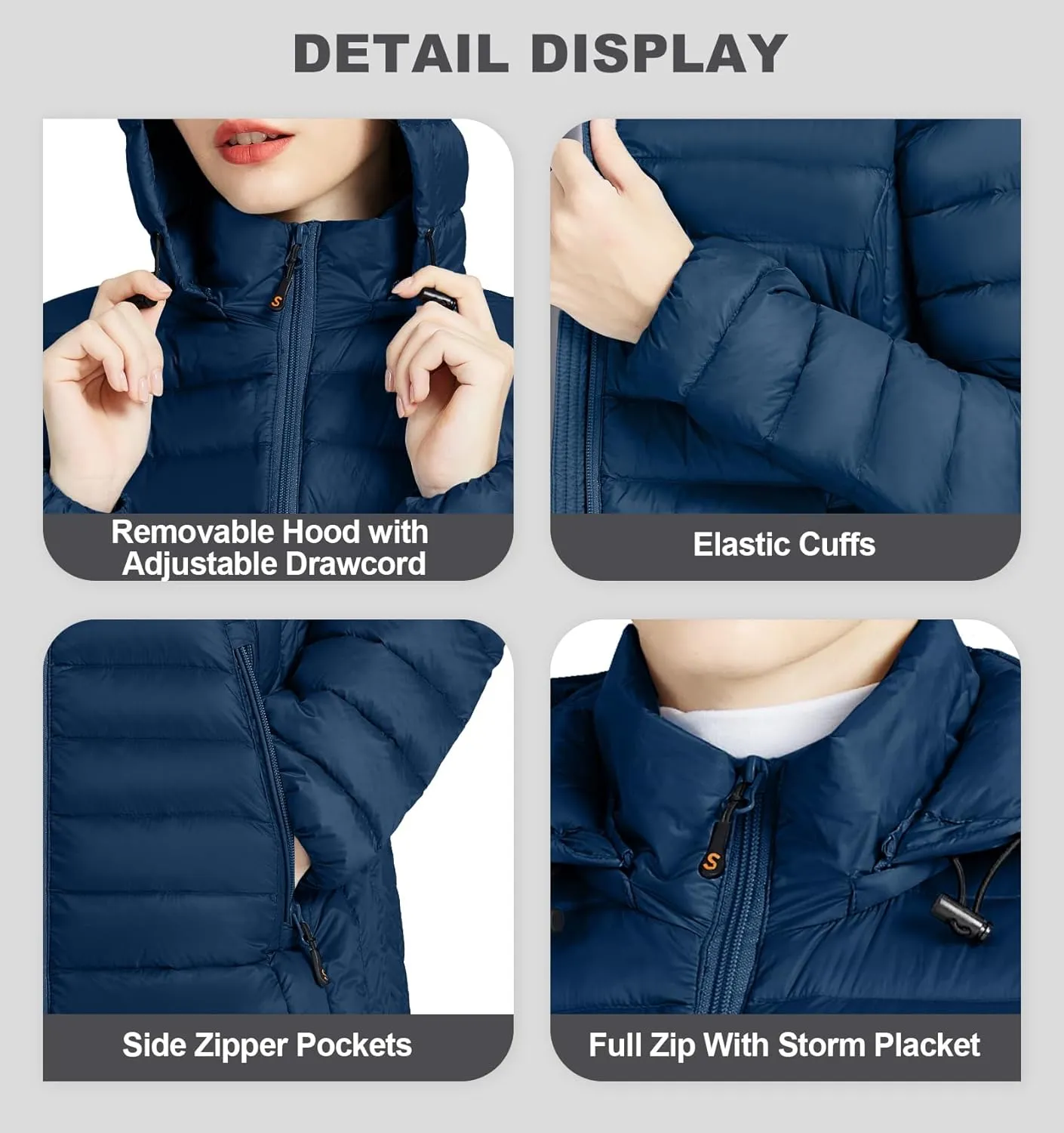 SLOWTOWN Women’s Lightweight Down Puffer Coat Packable Long Down Coat Hood Winter Puffer Jacket