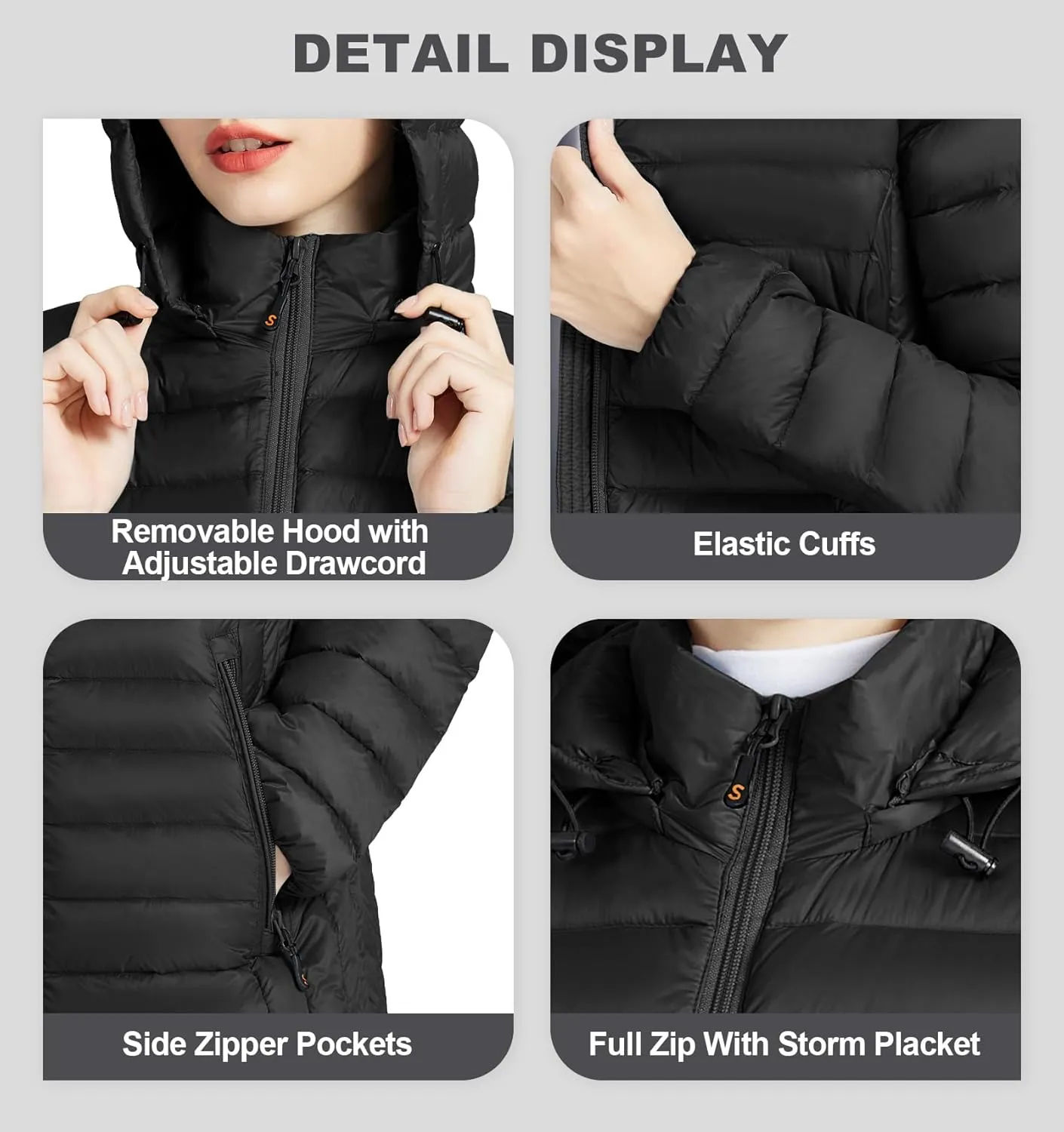 SLOWTOWN Women’s Lightweight Down Puffer Coat Packable Long Down Coat Hood Winter Puffer Jacket