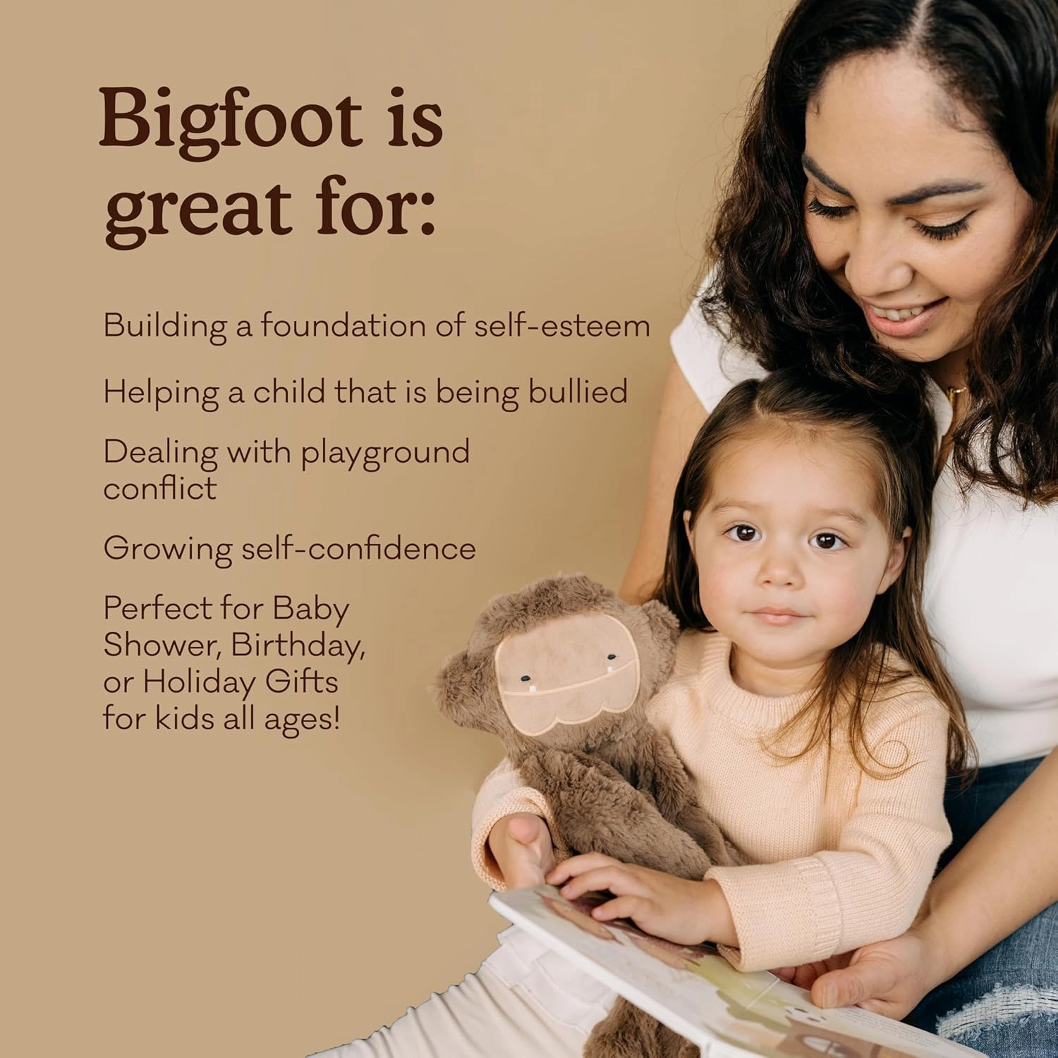 Slumberkins 14" Bigfoot Kin & 2 Board Books Complete Set Bundle | Soft Plush Toy for Ages 0  | Enhances Self-Esteem & Positive Relationships (Bigfoot Kin Plush   2 Board Books)