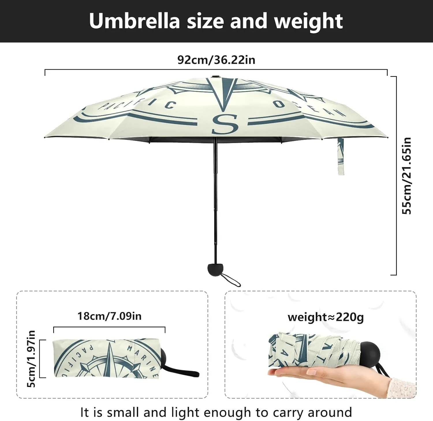 Small Mini Anti-UV Compact Travel Umbrella, 5 Folding Ultra-Light Umbrella, 6 Ribs Pocket Windproof Foldable Vinyl Parasol