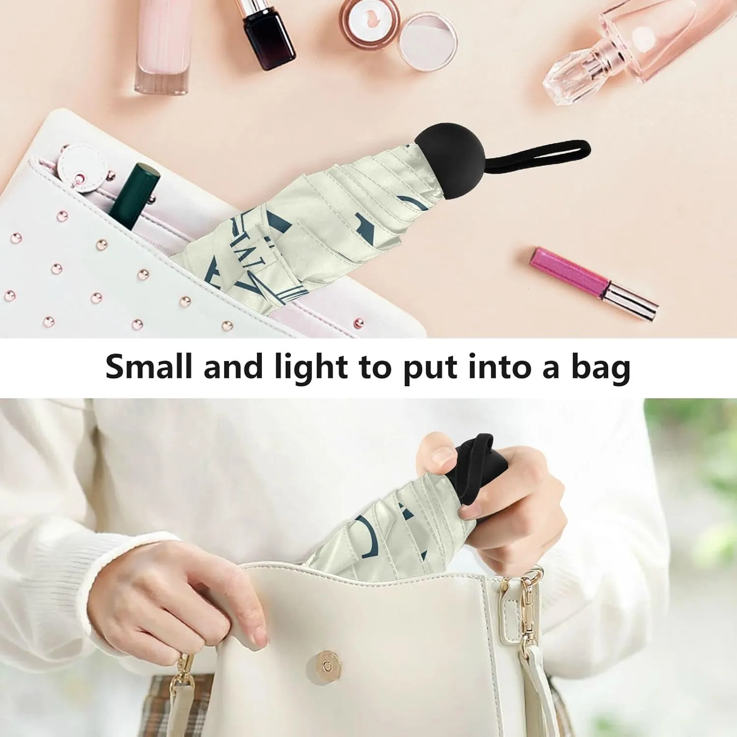 Small Mini Anti-UV Compact Travel Umbrella, 5 Folding Ultra-Light Umbrella, 6 Ribs Pocket Windproof Foldable Vinyl Parasol