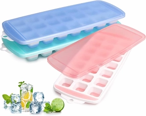 Small Silicone Mini Ice Cube Trays with Lid for Freezer - BPA Free