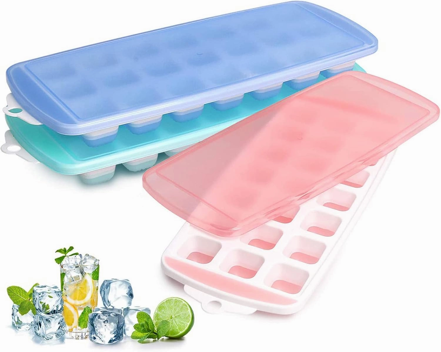 Small Silicone Mini Ice Cube Trays with Lid for Freezer - BPA Free