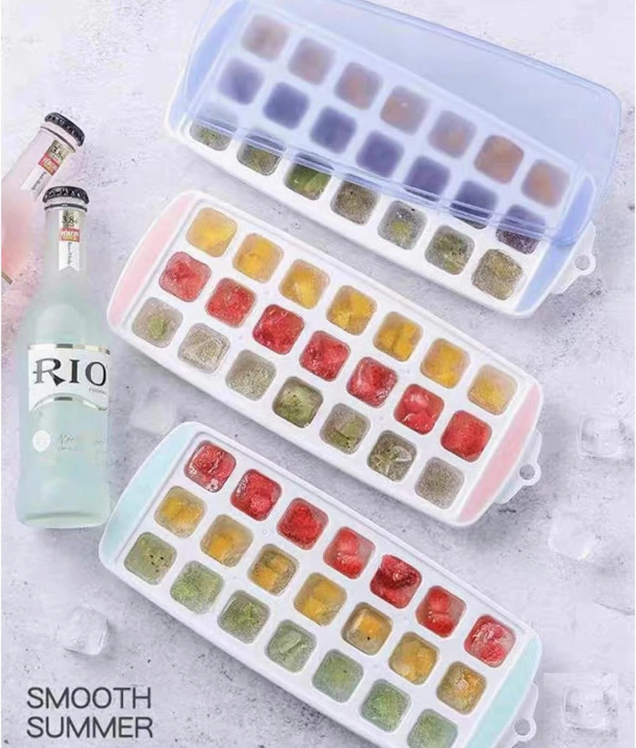 Small Silicone Mini Ice Cube Trays with Lid for Freezer - BPA Free
