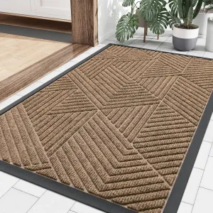 Smiry Front Door Mat Outside Entrance, Heavy Duty Sturdy Natural Rubber Doormat, Trap Dirt and Moisture, Easy Clean Low Profile Welcome Floor Mats for Indoor Outdoor Entry, 29.5x17 Inch, Coffee