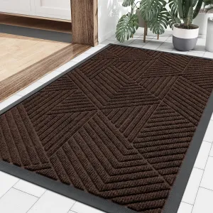 Smiry Front Door Mat Outside Entrance, Heavy Duty Sturdy Natural Rubber Doormat, Trap Dirt and Moisture, Easy Clean Low Profile Welcome Floor Mats for Indoor Outdoor Entry, 29.5x17 Inch, Dark Brown