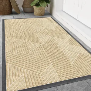 Smiry Front Door Mat Outside Entrance, Heavy Duty Sturdy Natural Rubber Doormat, Trap Dirt and Moisture, Easy Clean Low Profile Welcome Floor Mats for Indoor Outdoor Entry, 47x24 Inch, Beige