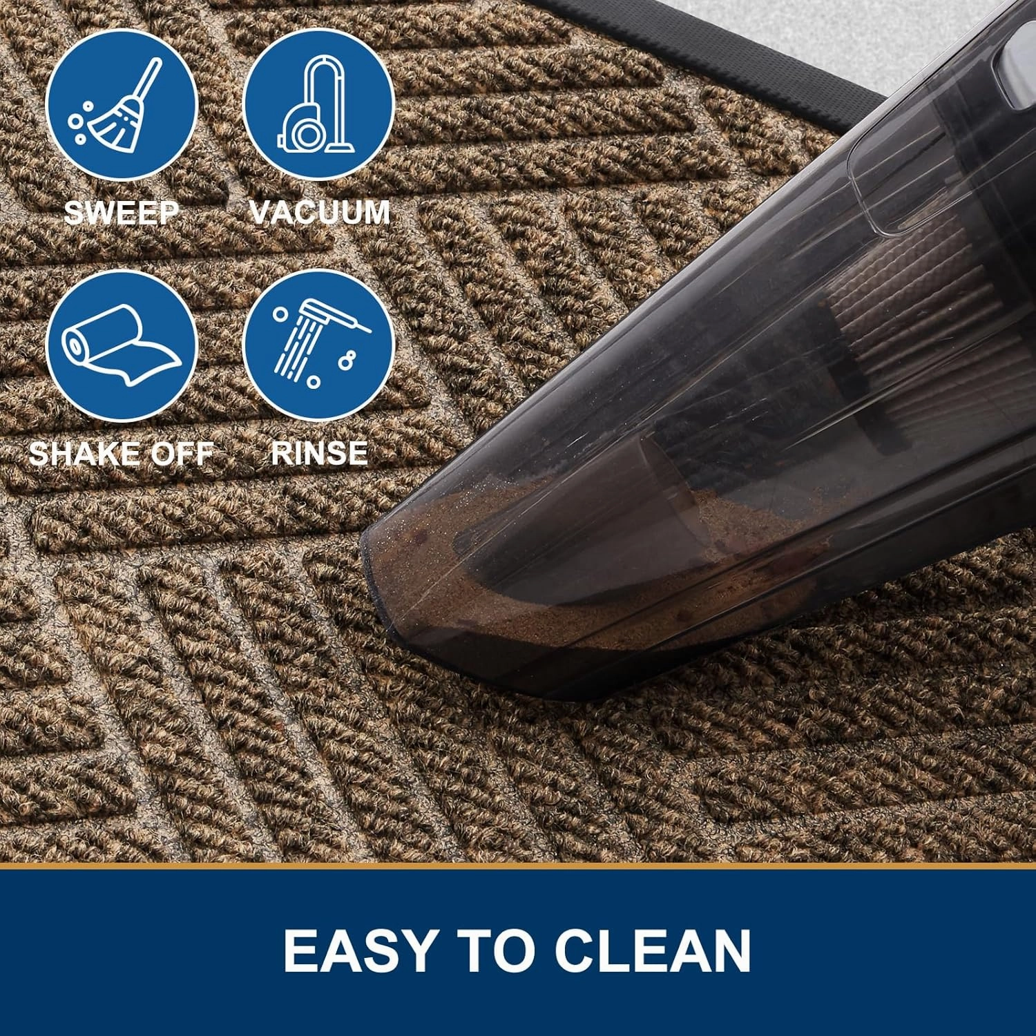 Smiry Front Door Mat Outside Entrance, Heavy Duty Outdoor Indoor Natural Rubber Doormat, Non Slip, Trap Dirt and Moisture, Easy Clean, Low Profile Patio Porch Entryway Mat, 29.5x17, Brown