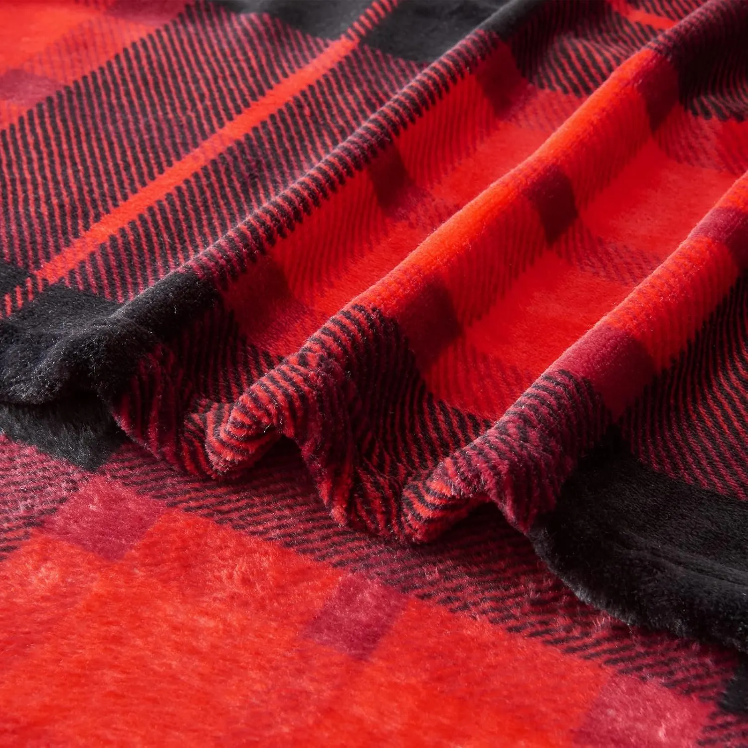 SOCHOW Flannel Fleece Throw Blanket 60 x 80 Inches, All Season Plaid Red Blanket for Bed, Couch, Car