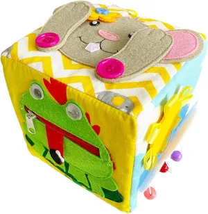Soft Cube for Baby Development,Touch Toy for Babies 0, Quiet Sensory Cube, Newborn Toy Gift Idea