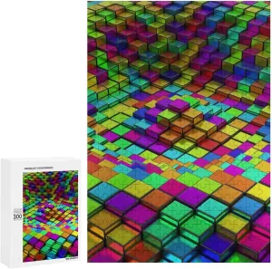 Soft Cube Pattern DIY Wooden Puzzle Adult Picture Puzzles Colorful Home Decoration Creative Gifts 300 PCS