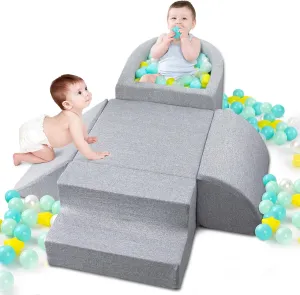 Soft Foam Climbing Toys for Toddlers Indoor, Climbing Blocks Play Equipment with Ball Pits (Balls Not Included) - Sliding & Building for Baby Gift