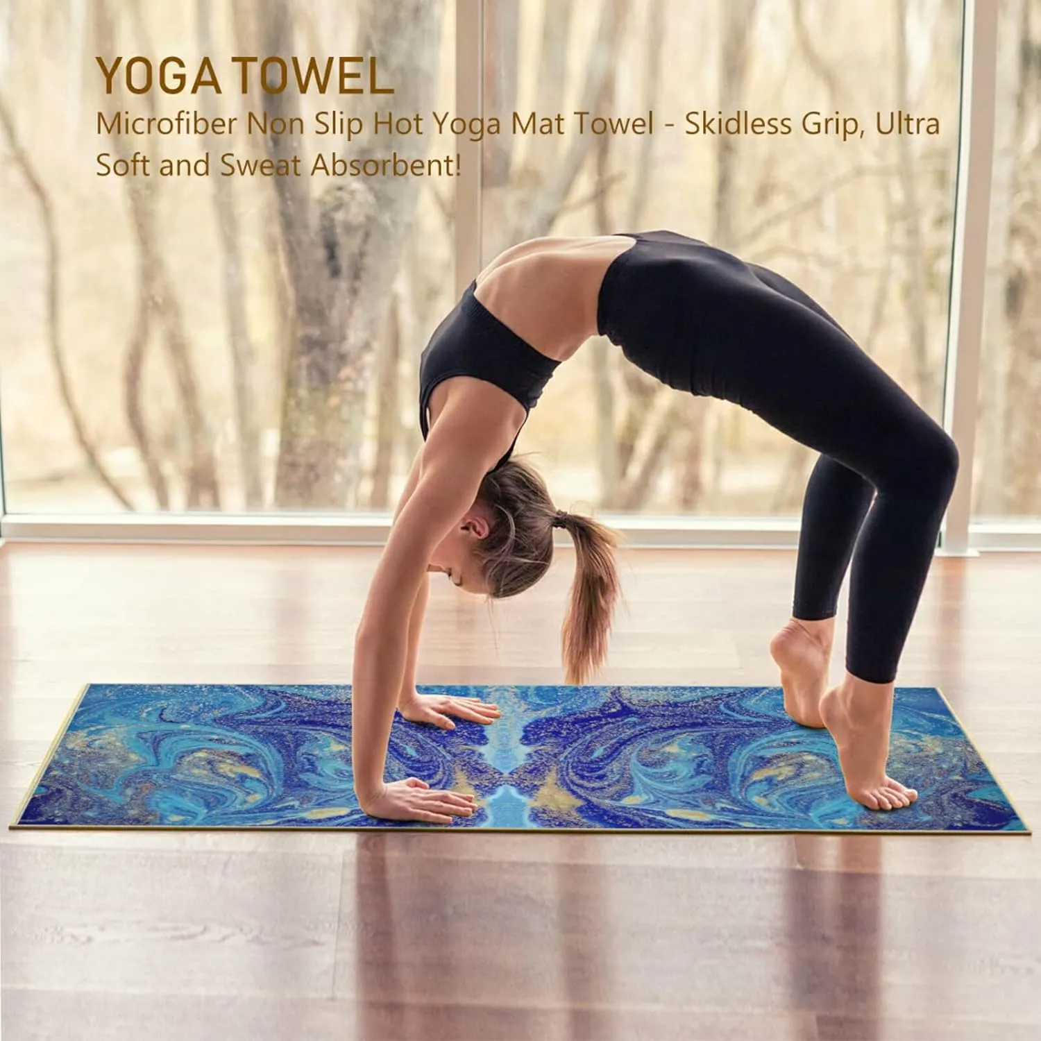 Soft Sweat Absorbent Non Slip Yoga Mat Towel, Durable Folding Workout Towel for Pilates Exercise, Fitness Mat Towel with Bag