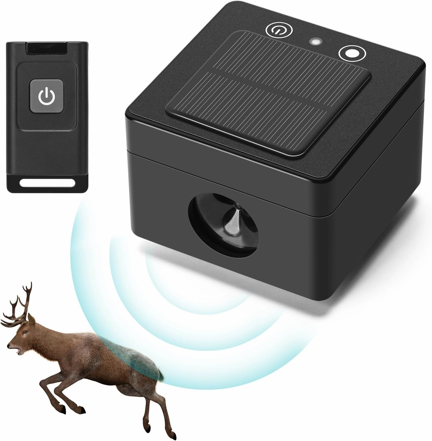 Solar Car Deer Alert, Deer Deter Whistle Devices for Car, Solar-Powered, No Need Power Cords, Wireless Remote Control, Avoid Animal-Vehicle Collisions