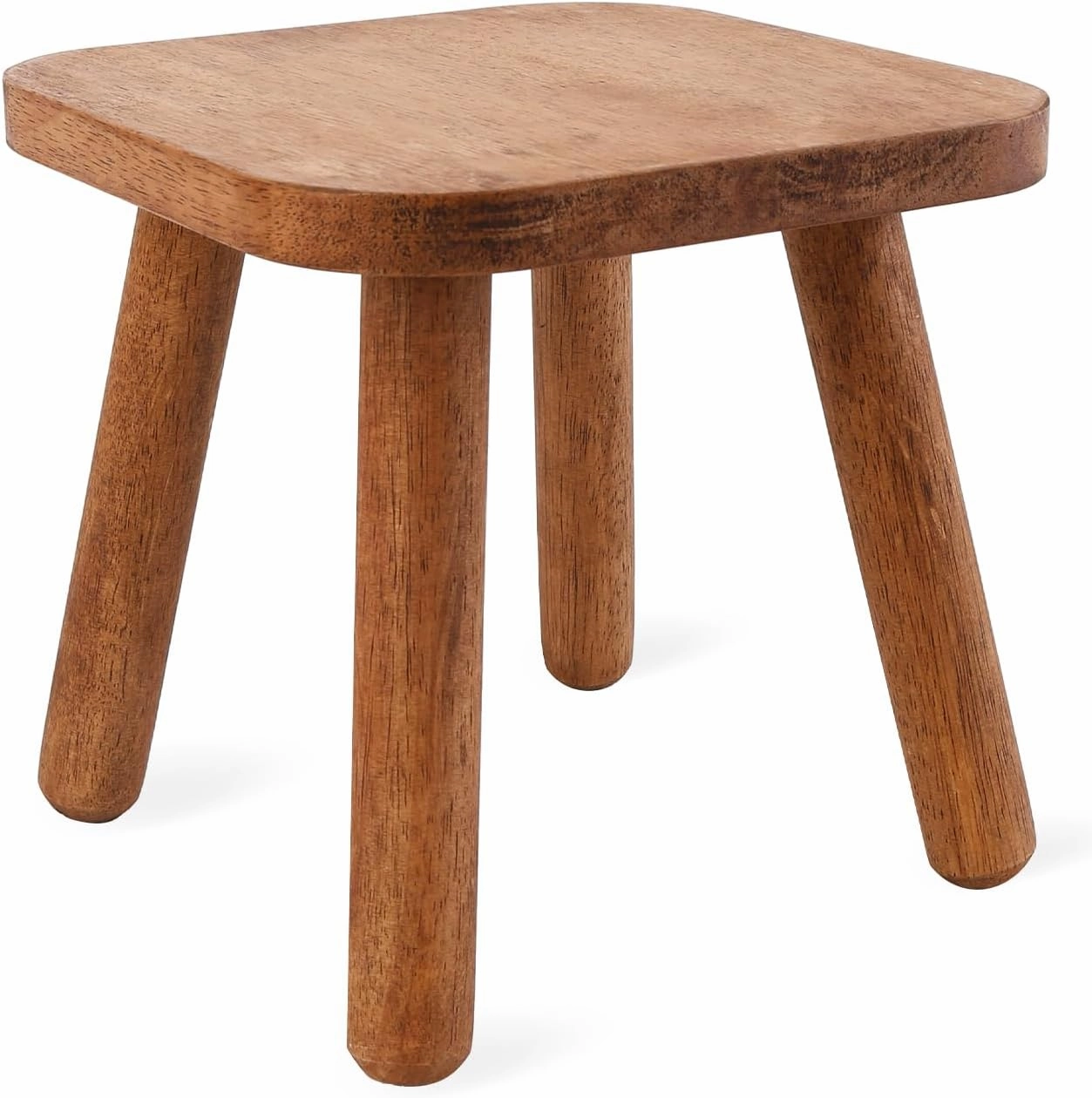 Solid Wood Step Stool，Milking Stool,9.3inch Wood Plant Stand, Round Foot Stool, Removable Portable Stool, Shoe Changing Stool, Small Short Stool (Walnut)