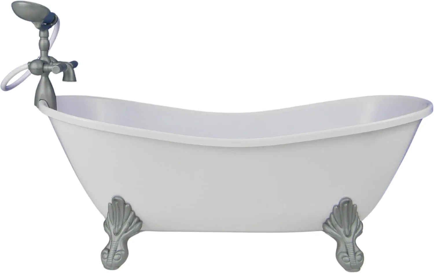 Sophia's Classic White Clawfoot Bathtub with Handheld Shower Head and Faucet Furniture Set for 18" Dolls, White/Silver
